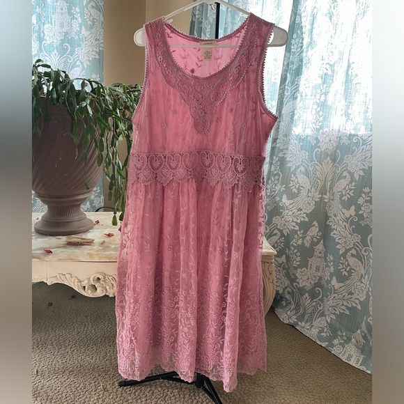 Sundance pink crochet tulle sleeveless dress - Picture 6 of 14